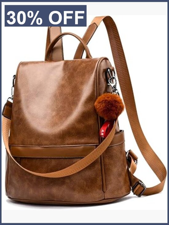 Women\'s Anti-Theft Vegan Leather Backpack Purse 3-in-1 Tote Shoulder Bag with main image 2